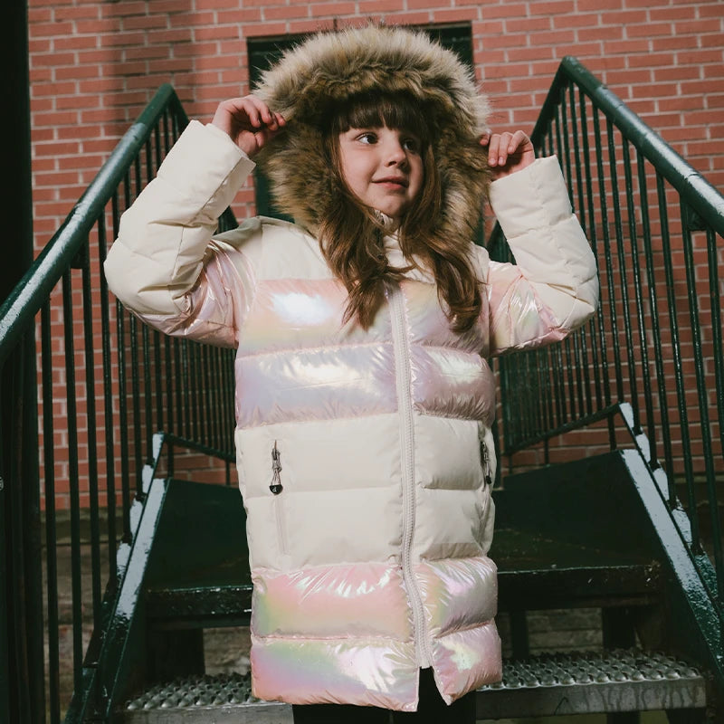 Veste D'Hiver Chaude à Capuche Pour Fille – Manteau Rem Bourré Rose Doublure Polaire Épaisse – Parka Coupe-Vent Poches Zippées 5-6 Ans