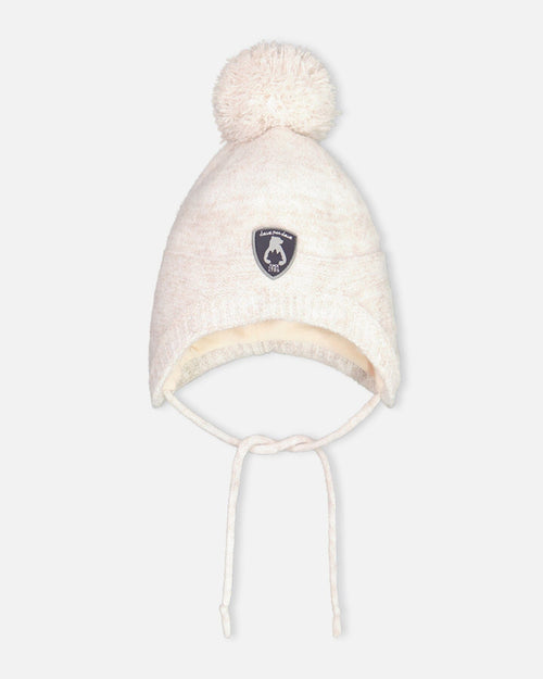 Peruvian Knit Hat In Champagne White For Baby Winter Accessories Deux par Deux