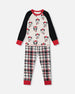 Organic Cotton Printed Dogs Two Piece Pajama Set Oatmeal Mix - F20PB16US_052