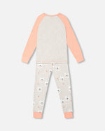 Organic Cotton Long Sleeve Printed Bears One Piece Pajama Oatmeal Mix - F20PG11US_056