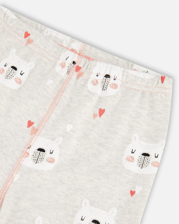 Organic Cotton Long Sleeve Printed Bears One Piece Pajama Oatmeal Mix - F20PG11US_056