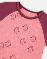 Organic Cotton Long Sleeve Two Piece Printed Penguins Pajama Set Pink - F20PG14US_058