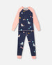 Organic Cotton Long Sleeve Two Piece Printed Unicorns Pajama Navy - F20PG15US_000
