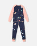 Organic Cotton Long Sleeve Two Piece Printed Unicorns Pajama Navy - F20PG15US_000