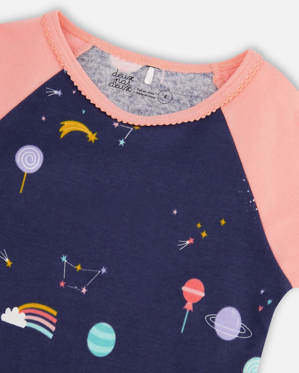 Organic Cotton Long Sleeve Two Piece Printed Unicorns Pajama Navy - F20PG15US_000