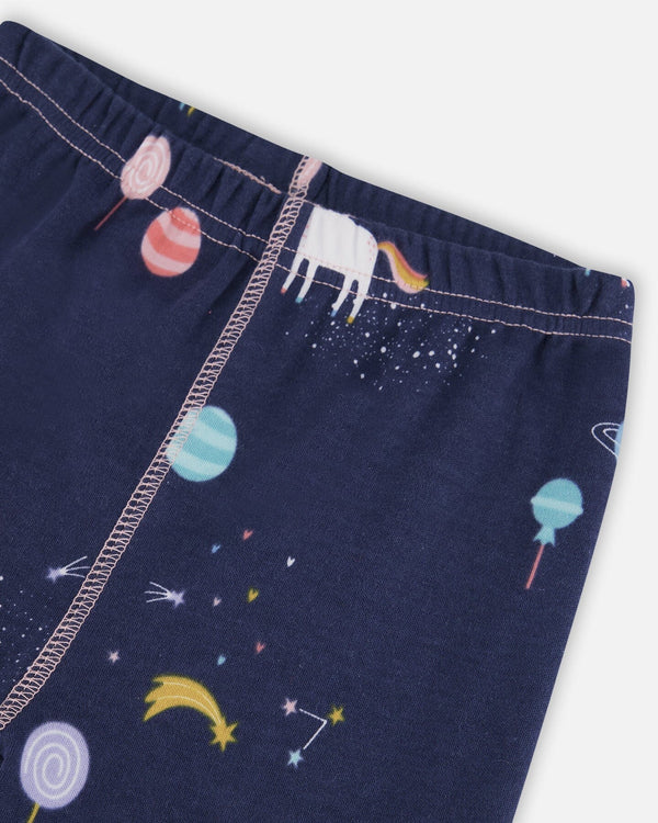 Organic Cotton Long Sleeve Two Piece Printed Unicorns Pajama Navy - F20PG15US_000