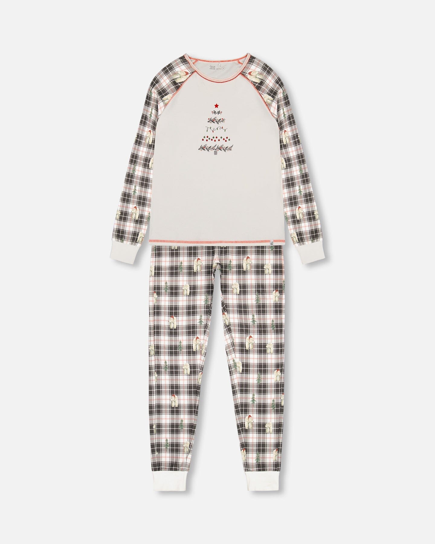 Organic Cotton Adult Women Christmas Family Two Piece Pajama Set Polar Bear  Print - Deux par Deux