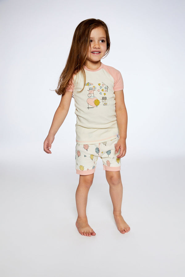Organic Cotton Two Piece Pajama Set Off White Printed Cotton Candy - F30PG11US_065