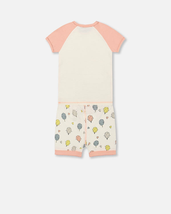 Organic Cotton Two Piece Pajama Set Off White Printed Cotton Candy - F30PG11US_065