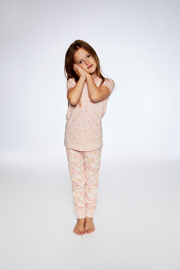 Organic Cotton Two Piece Pajama Set Pink Printed Goose - F30PG13US_069