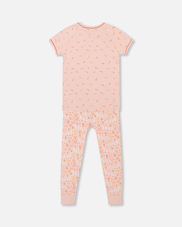 Organic Cotton Two Piece Pajama Set Pink Printed Goose - F30PG13US_069