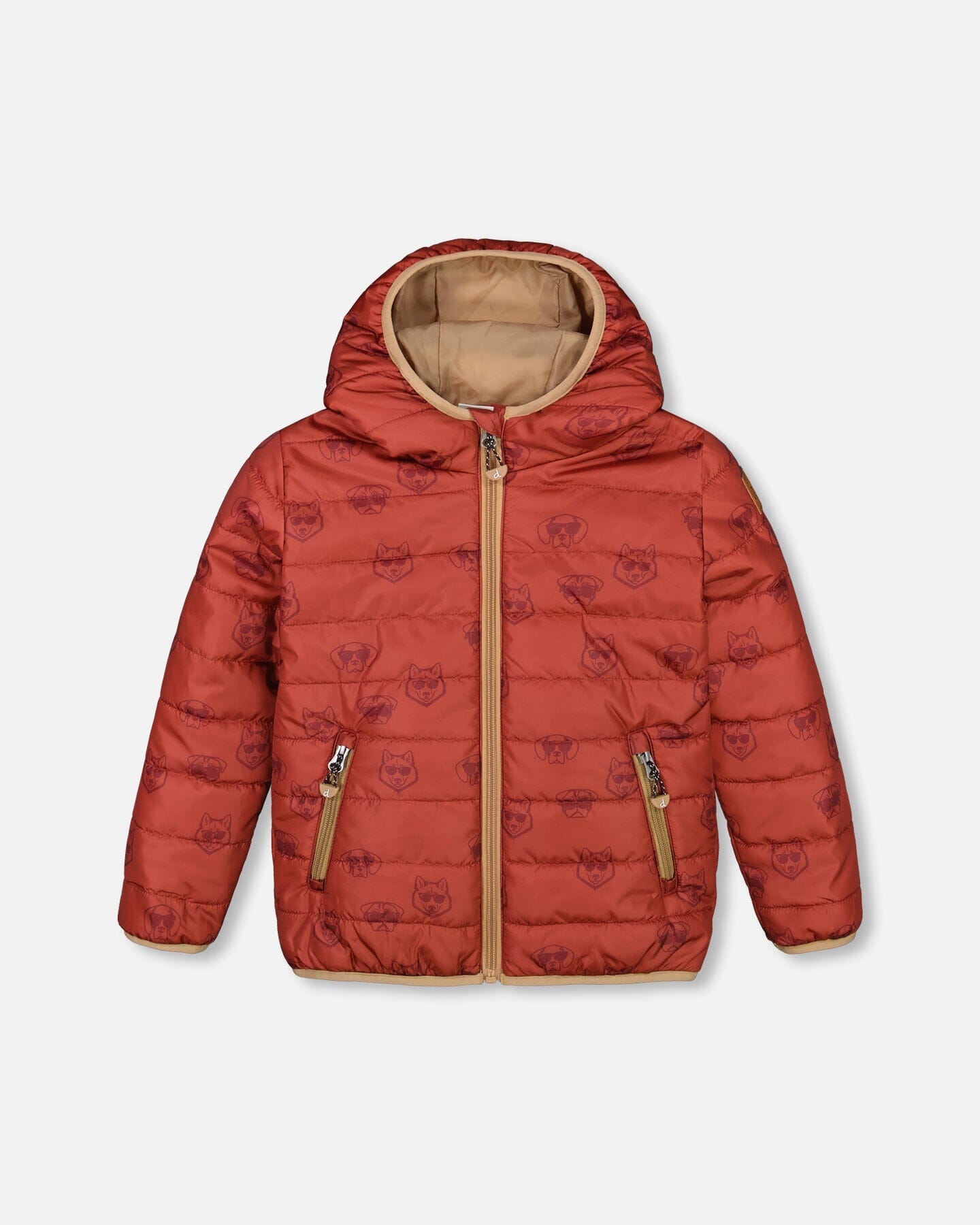 Quilted Mid-Season Jacket Printed Dogs Rust