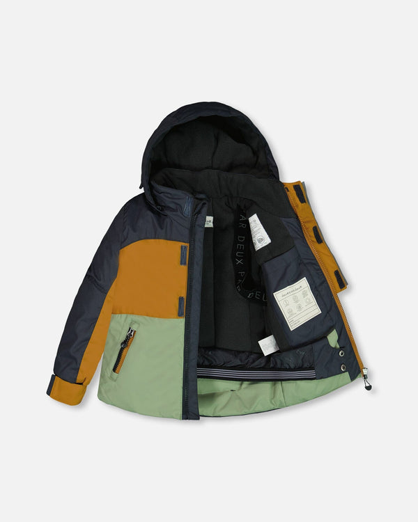 Two Piece Snowsuit Colorblock And Print Camo Dark Gray Snowsuits Deux par Deux