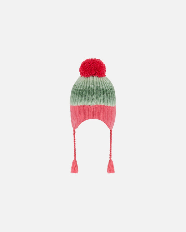 Peruvian Knit Hat Pink And Gradient Green Winter Accessories Deux par Deux