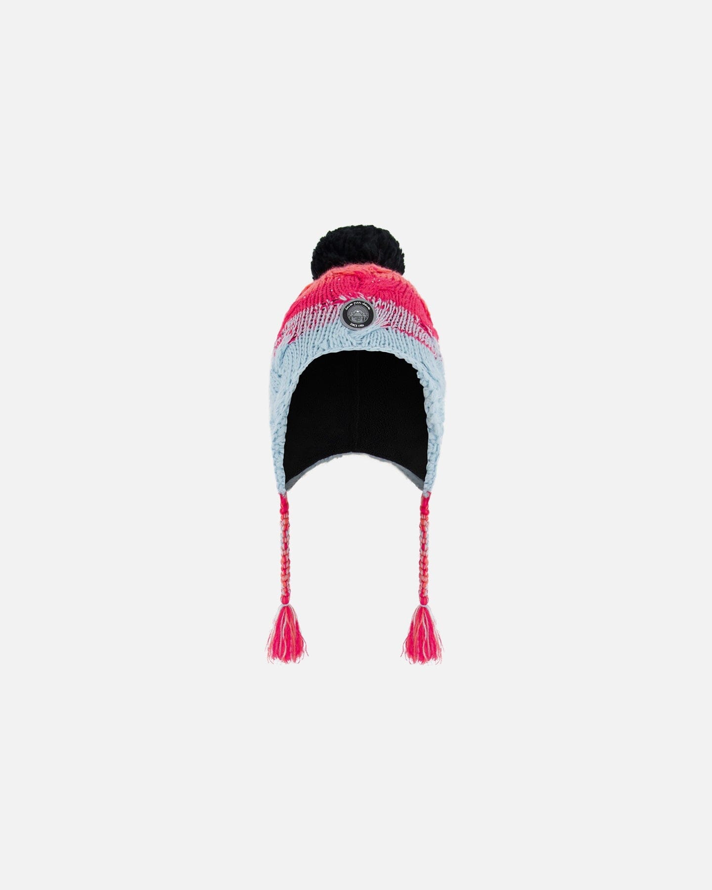 Bonnet Femme Hiver Péruvien - Imprimé Floral Avec Pompon - Doublure Polaire - Taille 56-58 Cm - Chaud Et Coupe-vent