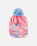 Knit Hat Pink And Air Blue Marble Winter Accessories Deux par Deux