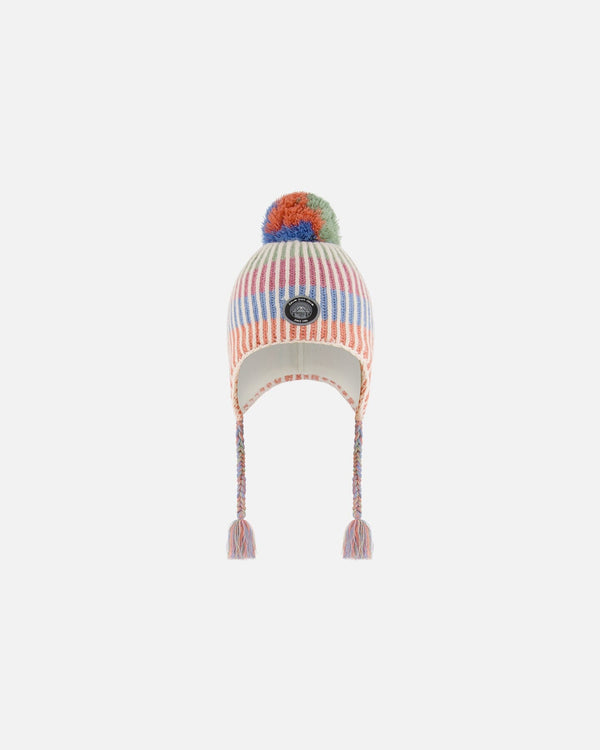 Peruvian Knit Hat Pastel Colors With Tassels Winter Accessories Deux par Deux
