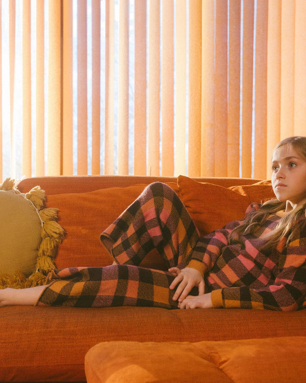 Cropped Wide Leg Pant Plaid Magenta And Brown Pants & Shorts Deux par Deux