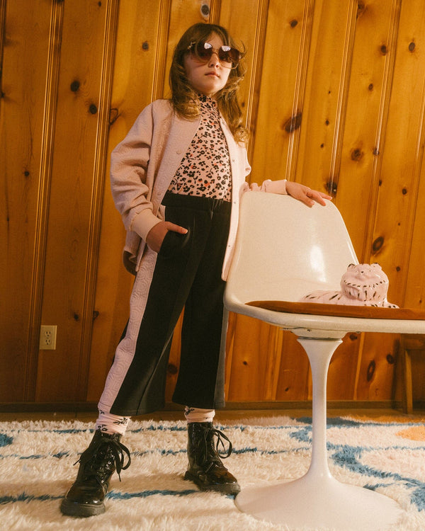 Cropped Wide Leg Pant With Contrast Band Black Pants & Shorts Deux par Deux