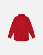 Printed Reindeer Poplin Shirt With Bow Tie Red Tees & Tops Deux par Deux