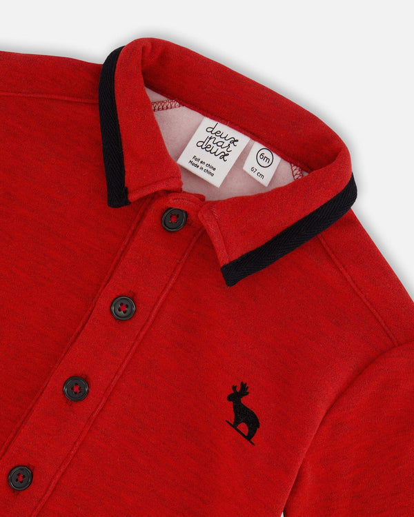 Button Front Jumpsuit Red Mix One-Piece & Baby Rompers Deux par Deux