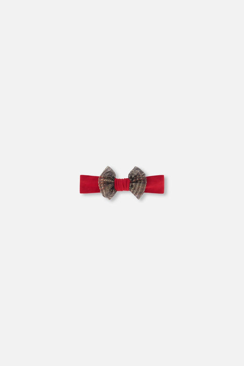 Headband With Glittering Tulle Bow Red Plaid Accessories Deux par Deux