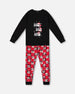 Organic Cotton Two Piece Pajama Set Red Printed Santa Pajamas Deux par Deux