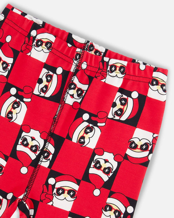 Organic Cotton Two Piece Pajama Set Red Printed Santa Pajamas Deux par Deux