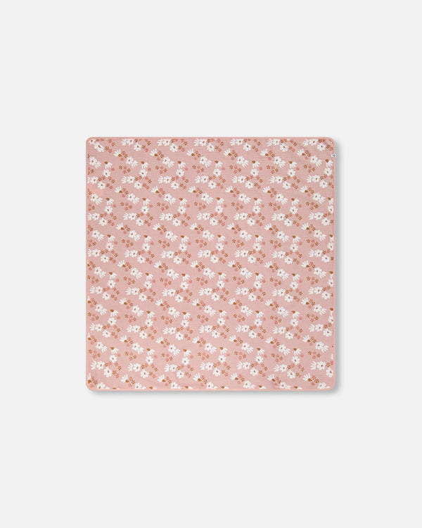 Printed Muslin Blanket Pink And White Flowers - G30AD_067