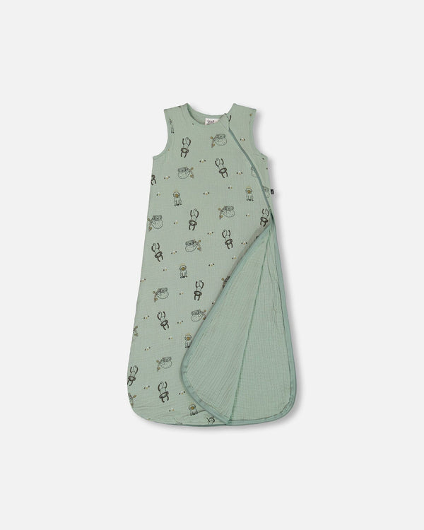 Printed Muslin Sleep Sack Sage Monkey - G30ASB_071