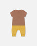 Printed Organic Cotton Top And Pant Set Yellow Bananas And Brown - G30C13_072