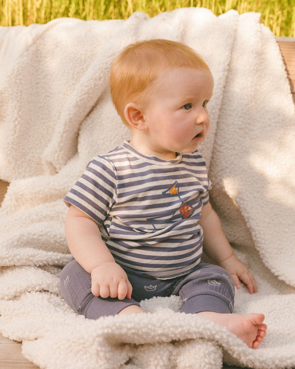 Organic Cotton Top And Muslin Pant Set Striped Navy Sets Deux par Deux