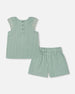 Chambray Blouse And Short Set Mint Green Striped - G30F10_410