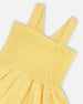 Smocked Organic Cotton Dress With Mesh Frill Yellow - G30H87_222