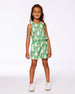 Printed Romper With Frills Green With White And Pink Bird - G30J40_091