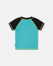 Short Sleeve Rashguard Black And Turquoise - G30NB10_385