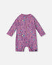 Printed Long Sleeve One-Piece Rashguard Old Mauve And Multicolored Butterflies - G30NG60_054