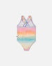 Printed One-Piece Swimsuit Flowers On Multicolored Background - G30NG61_000