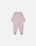 Printed Organic Cotton One-Piece Pajama Small Pink Flowers On Pale Pink Background - G30PA40_028