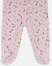 Printed Organic Cotton One-Piece Pajama Small Pink Flowers On Pale Pink Background - G30PA40_028