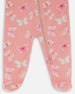 Printed Organic Cotton One-Piece Pajama Pink And Blue Butterflies On Old Pink - G30PA40_030