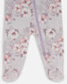 Printed Organic Cotton One-Piece Pajama Pale Pink Flowers On Neutral Lilac - G30PA40_032
