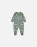 Printed Organic Cotton One-Piece Pajama Light Sage And Gray Crocodile - G30PA40_043