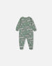 Printed Organic Cotton One-Piece Pajama Light Sage And Gray Crocodile - G30PA40_043