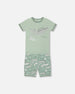 Organic Cotton Two-Piece Short Pajama Set Light Sage And Gray Crocodile - G30PB10_043