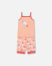 Organic Cotton Tank Top And Shorts Pajama Set Rainbow On Light Coral Pajamas Deux par Deux 12m