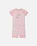 Organic Cotton Two-Piece Short Pajama Set Small Pink Flowers On Pale Pink Background - G30PG11_028