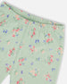 Organic Cotton Two-Piece Short Pajama Set Small Pink And Blue Flowers On Light Sage - G30PG11_029