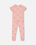 Organic Cotton Short Sleeve Top And Pant Pajama Set Pink And Blue Butterflies On Old Pink - G30PG13_030