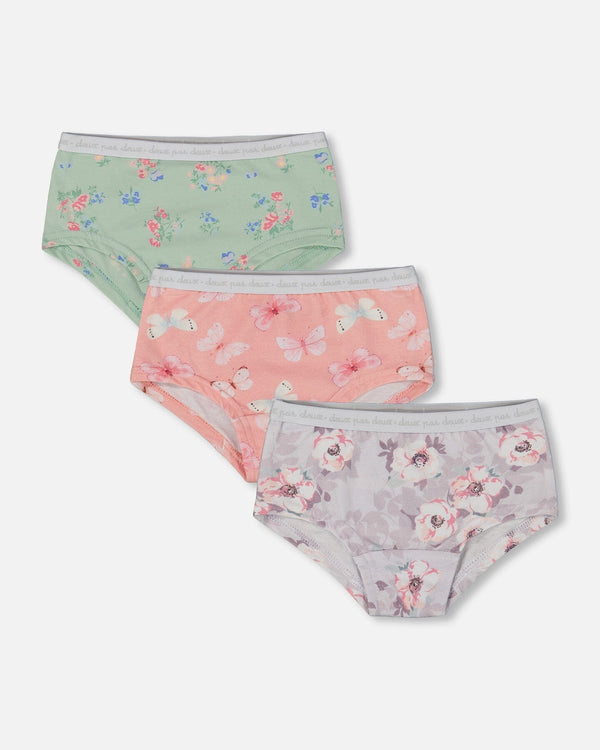Printed Organic Cotton Boyshort Underwear (Pack Of 3) Multicolored - G30PG61_002